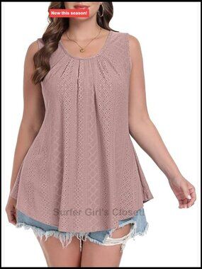Plus Size Tank Top Sleeveless Scoop Neck Loose Flowy Tunic Summer Top